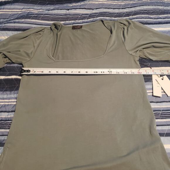 NEW Crosby Size XS Modal Polyester Square Neck Olive Green Boho Top Office Work - Picture 7 of 8